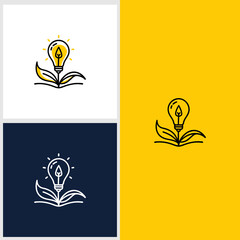 Light Bulb Growing from Leaves Logo
