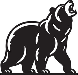 Obraz premium black and white bear, bear silhouette vector icon full body