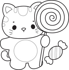 Lineart of a bunch of cute cat with various activities.
Outline ofkKawaii animal kitty for scrapbook and sticker.