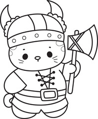 Fototapeta premium Lineart of a bunch of cute cat with various activities. Outline ofkKawaii animal kitty for scrapbook and sticker.