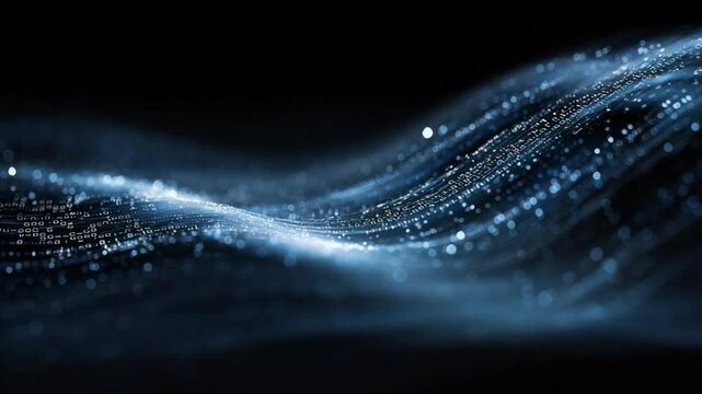 Abstract Waves of Light with Binary Code Flowing in a Digital Ocean of Data and Technology Representation