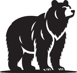 black and white bear, bear silhouette vector icon full body
