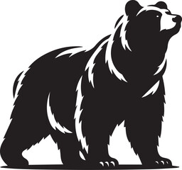 Obraz premium black and white bear, bear silhouette vector icon full body