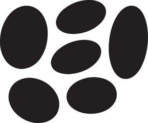 Abstract black ovals on white background simple graphic design