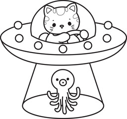 Lineart of a bunch of cute cat with various activities.
Outline ofkKawaii animal kitty for scrapbook and sticker.