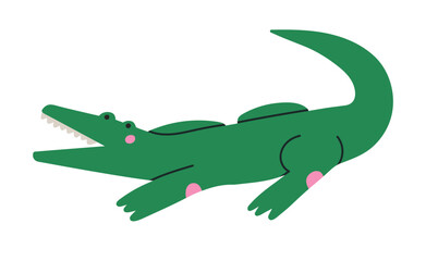 Fototapeta premium Vector illustration of a crocodile. Perfect for children's books, greeting cards, party invitations, apparel designs, wall art, stationery products and any project needing a fun and friendly animal.