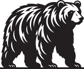 Fototapeta premium black and white bear, bear silhouette vector icon full body