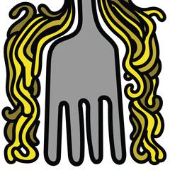 Fork and noodle simple illustration