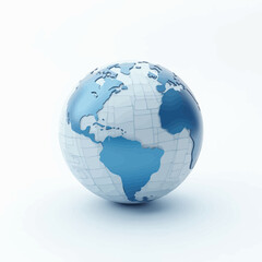 Fototapeta premium Detailed Globe Depicting Continents and Oceans on White Background