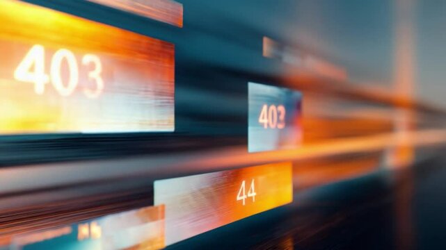 Abstract representation of digital error codes with motion blur and vibrant colors in a futuristic technology setting