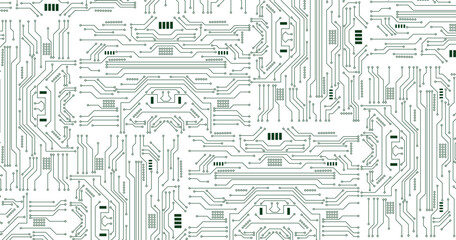Abstract background with technology circuit board texture. Electronic motherboard illustration. Communication and engineering concept. Vector illustration. 