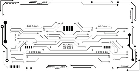 Abstract background with technology circuit board texture. Electronic motherboard illustration. Communication and engineering concept. Black circuit diagram on white background. Vector illustration. 