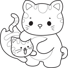 Outline of a bunch of cute cat with various activities.
Lineart of Kawaii animal kitty for scrapbook and sticker.