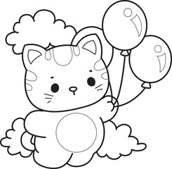 Outline of a bunch of cute cat with various activities.
Lineart of Kawaii animal kitty for scrapbook and sticker.