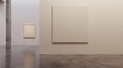 Empty gallery space, two canvases