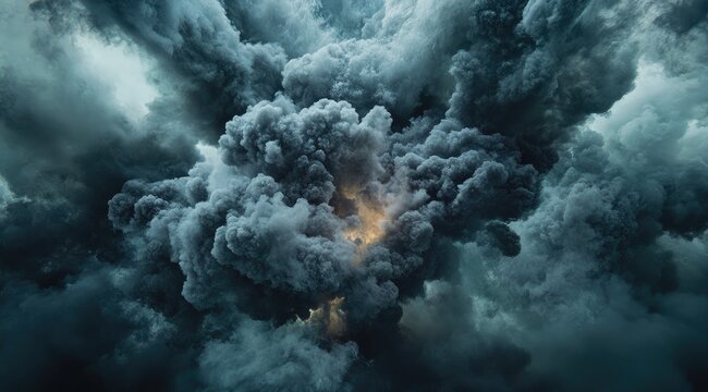 Massive dark gray smoke explosion