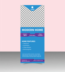 Modern Real Estate Roll-Up Banner Design Template for Property Promotion, Realtor Advertising, Open House Events, and Real Estate Agency Marketing Display Stand