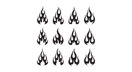 Twelve Black Flame Designs Perfect for Tattoos Stickers or Graphic Design Projects