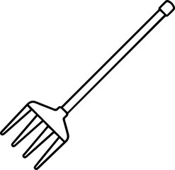 rake outline vector illustration, coloring book page line art