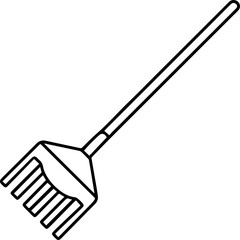 rake outline vector illustration, coloring book page line art
