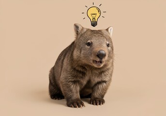 Wombat has a bright idea with bulb, showcasing innovation and creativity