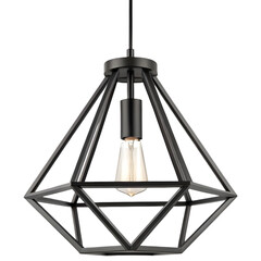 geometric metal frame pendant light in black finish
