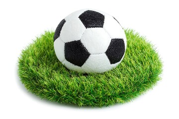 Obraz premium soccer ball sits on a patch of green grass