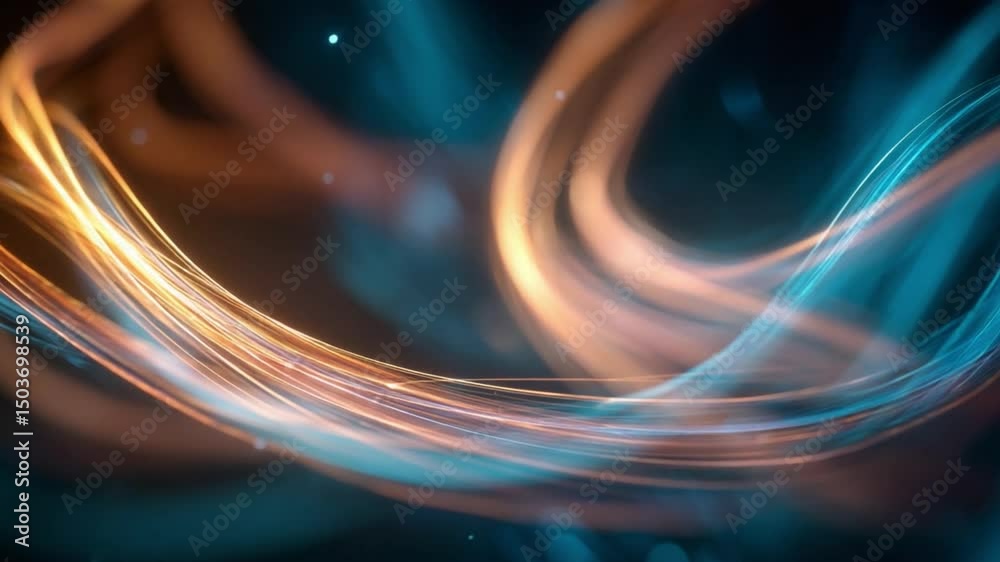 Sticker colorful light waves flowing in abstract motion with sparkling bokeh background effects and vibrant 
