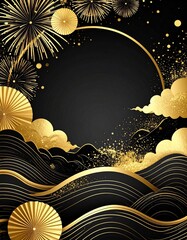 黒の和風背景素材