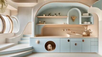 Modern Dog Wash Room with Elegant Design