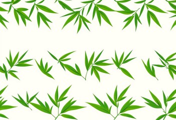 Stylized green bamboo leaves forming a repeating pattern on a light background, minimal, nature pattern