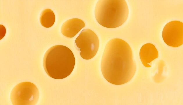 Close-up of cheese holes in extreme detail