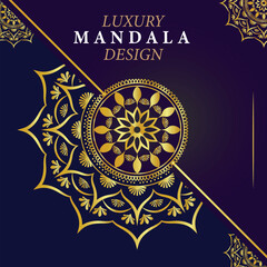 Golden Mandala Vector Design | Ornamental Line Art on Elegant Gradient Background