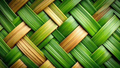 Macro of woven palm leaves texture