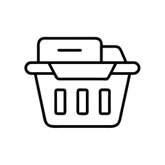 Laundry basket icon with folded clothes in minimalistic design  