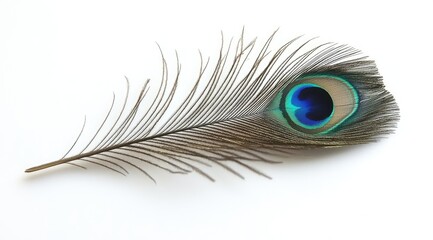 Single peacock feather, vibrant colors