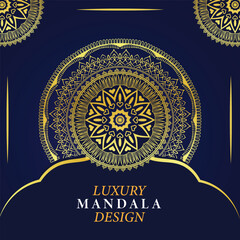 Golden Mandala Vector Design | Ornamental Line Art on Elegant Gradient Background