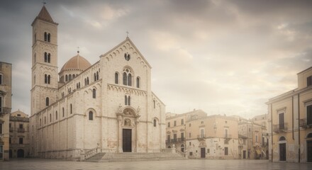 The Majestic Basilica of Saint Nicholas in Bari during the Golden Hour