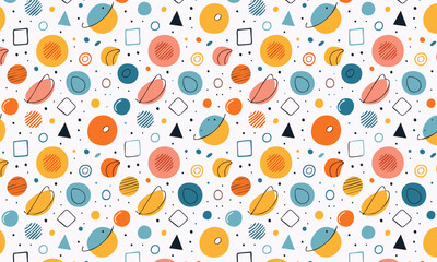 clectic Energy: A Surreal Pattern of Dynamic Shapes and Bold Color Bursts 