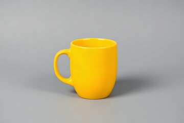 Yellow coffee mug mockup template cup, coffee, drink, mockup, empty, coffee cup, isolated, grey background