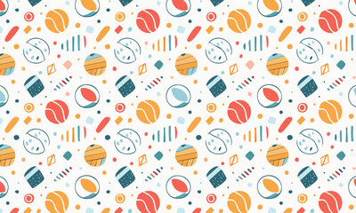 Energetic Surreal Carnival: Abstract Doodles & Bizarre Mechanical Shapes Pattern