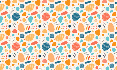 Energetic Surreal Carnival: Abstract Doodles & Bizarre Mechanical Shapes Pattern