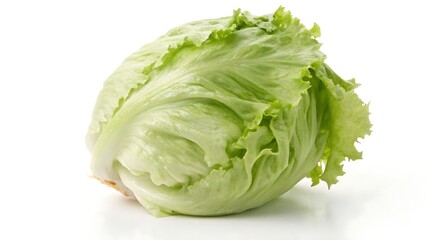 Fresh green cabbage head, a healthy vegetarian vegetable isolated on white