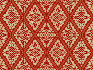 Abstract motif boho tribal on red brown wallpaper pattern that echoes indigenous craftsmanship symbolism, digital design wallpaper textiles background. 