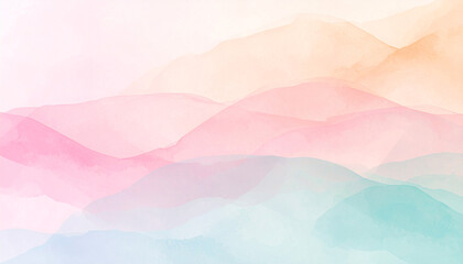 Obraz premium Dreamy Pastel Horizon: A serene watercolor landscape featuring soft, ethereal washes of pastel colors blending harmoniously to evoke a sense of peace and tranquility.