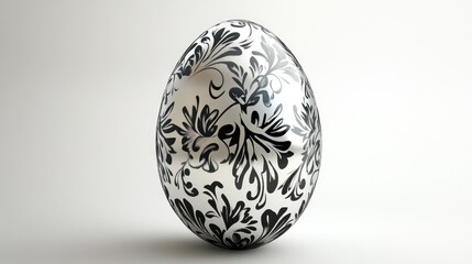 A pristine white Easter egg with intricate floral designs, set against a white background, capturing the essence of spring and celebration, Easter Egg
