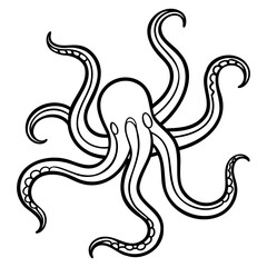 Obraz premium Tentacles vector line art on transparent background