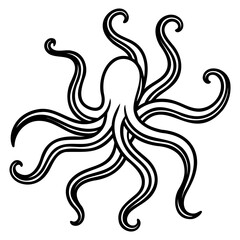 Fototapeta premium Tentacles vector line art on transparent background