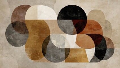 Abstract geometric shapes art with neutral colors