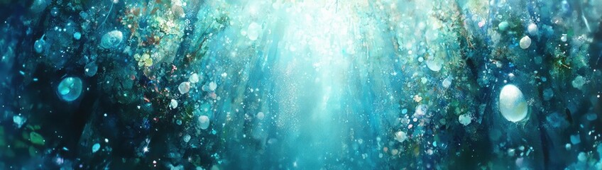 Obraz premium Azure underwater forest with light